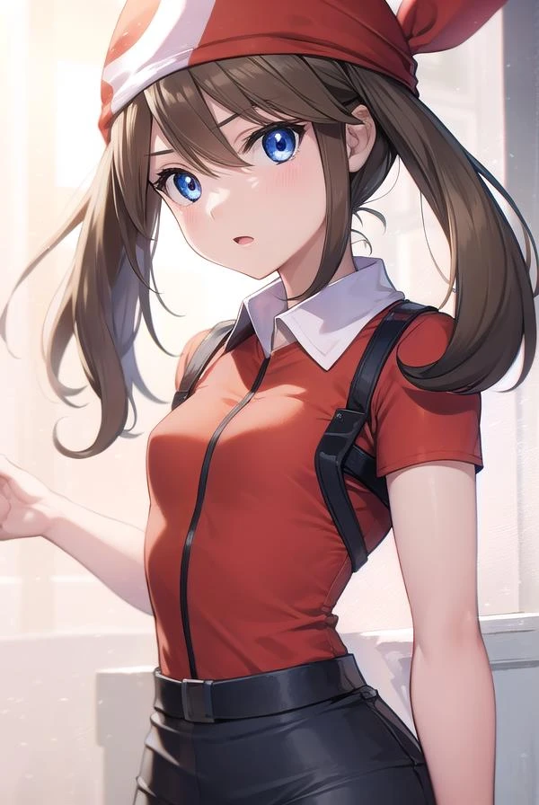 pokemonmay, pokemonmay, blue eyes, brown hair, bandana, long hair, red bandana, twintails, hair between eyes, (small breasts:1.2),
BREAK bike shorts, collared shirt, gloves, microskirt, multicolored shirt, pencil skirt, red shirt, shirt, short sleeves, skirt, white skirt,
BREAK looking at viewer, upper body, full body,
BREAK outdoors, city, sky, sun,
BREAK (masterpiece:1.2), best quality, high resolution, unity 8k wallpaper, (illustration:0.8), (beautiful detailed eyes:1.6), extremely detailed face, perfect lighting, extremely detailed CG, (perfect hands, perfect anatomy),