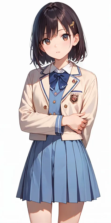 anime girl in a school uniform with her arms crossed