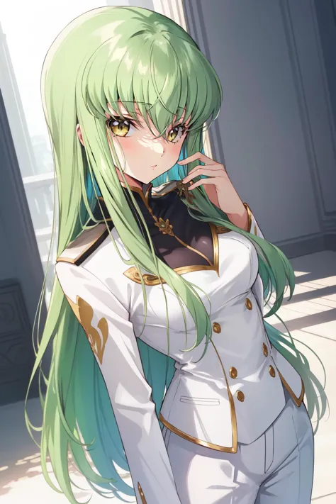 (masterpiece, best quality),  intricate details,
1girl, <lora:cc_codegeas-10:0.8> cc_codegeass, hair between eyes, very long hair, white suit