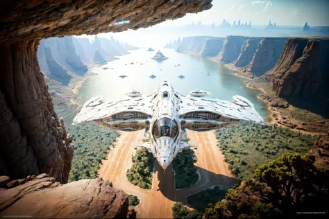 masterpiece, photorealistic highly detailed 8k raw photography, zzspczz flying above African Baobab Tree Groves, cinematic special effects, eagle view <lora:spacecraft v4.1:1>