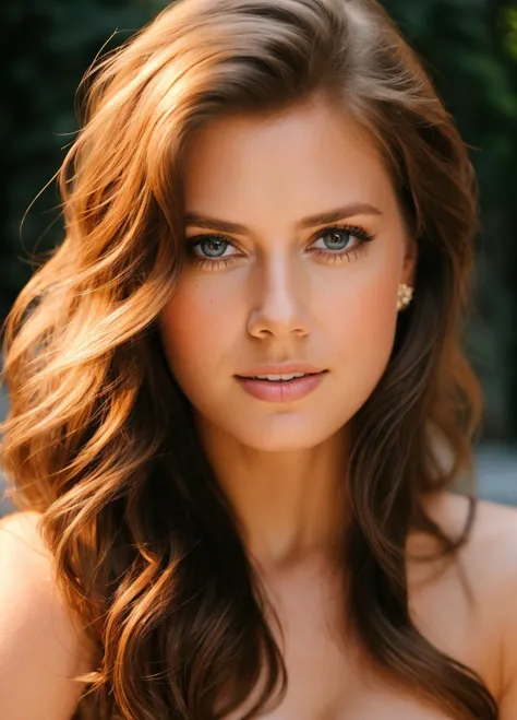 a woman with long brown hair and blue eyes posing for a picture