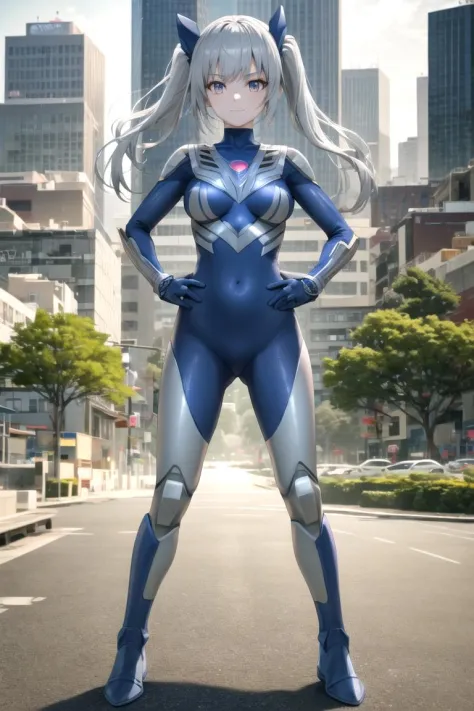 extremely detailed CG unreal engine 8k, best quality, 1girl, beautiful detailed girl, (Ultragirl :1.0), ultraman bodysuit, full body, light smile, twintail, hands on hips, standing, (detailed fingers, detailed hands, detailed face), all intricate detailed buildings behind, outside
<lora:Ultragirl-LoRA9-4-000004:1>