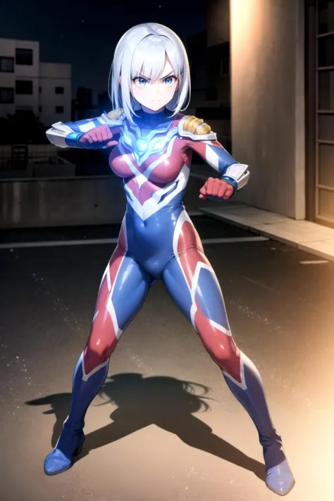 extremely detailed CG unreal engine 8k, best quality, (detailed fingers, detailed hands, detailed face), all intricate, 1girl, beautiful detailed girl, (ultragirl :1.0), ultraman bodysuit, full body, stylish posing, angry, serious, fighting stance, full body, standing, detailed buildings behind, outside
<lora:Ultragirl-Lora12-Blue-000004:1>