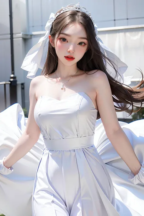 1girl, white  formal long dress,white background,    <lora:Heyimmint-04:1>