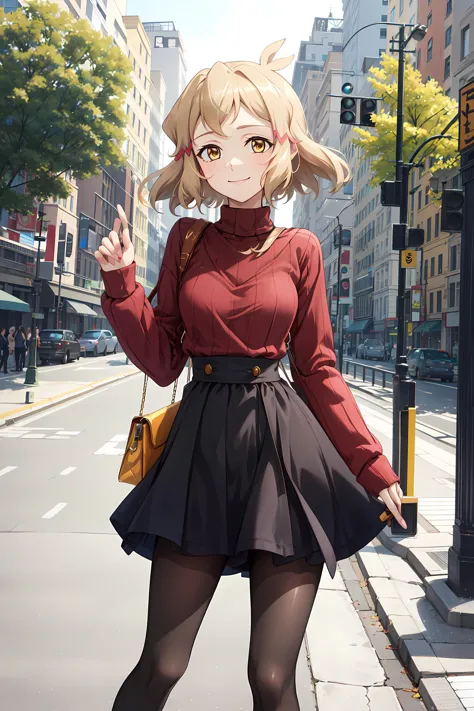 masterpiece, best quality, Hibiki , blonde hair, sweater , high-waist skirt, pantyhose, outdoor, slight smile , clutch bag, perfect hands ,
<lyco:Hibiki flexible:1.0> , thflex, tachibana hibiki \(symphogear\)