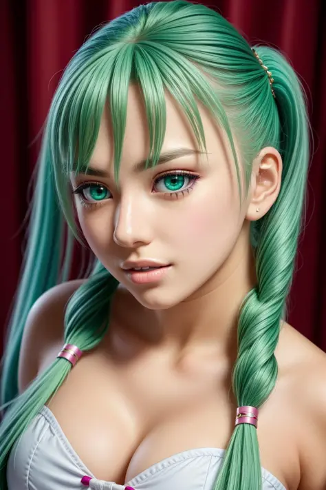 Masterpiece, highres, high quality, Detailed face, best quality,18 year old,uzi <lora:microUziGirls_v10:1>,green hair,long twintails,aqua eyes,80mm Sigma f/2.0,vivid light