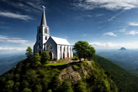 church on the top of a mountain,photo,ultra detailed,<lora:add_detail:1>