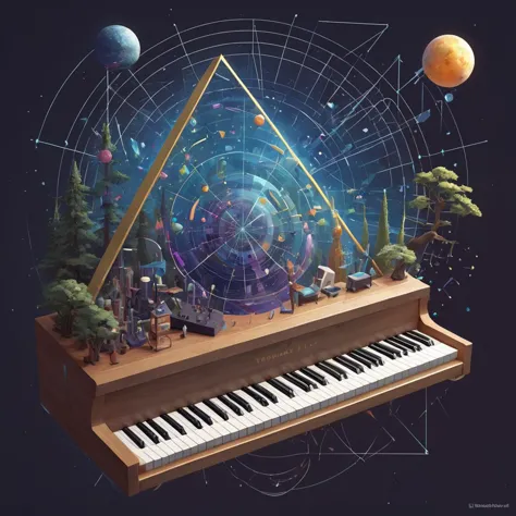 low poly'' wizard of analog synthesizer'' cover art  golden ratio, bard flack, thomas kinkade, sam spratt, ferdinand knab, makoto shinkai and lois van baarle, art