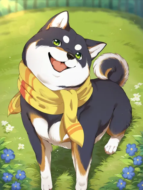 score_9, score_8_up, score_7_up, ,anime style,rating_safe,,BREAK,
<lora:shiba_kuroi_nijisanji:1>,shibakuroi, dog, shiba inu, animal, yellow scarf, ,
grass,
from behind,
looking at viewer,