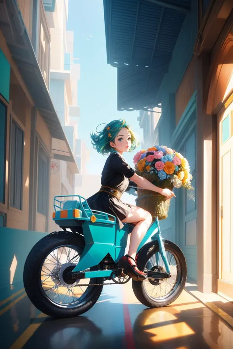 1girl, [ (baroque art by Bartolomé Esteban Murillo:1.1) : (Frieke Janssens:1.3) :11], portrait art, vibrant VRay, masterwork 3D isometric render Low poly of an intricate details, [Techno|Stale] Boundless Syrian ([Funicular:2 wheeled vehicle:1]:1.3) , it is in a Lord of the Rings setting, it is made from Bouquet, Gravitational waves background, dense indoors and street, Bathed in shadows, deep focus, Realistic, Zen, hyper detailed, Constructivism Art, spotlit, Fish-eye Lens, Vibrant Color, Movie concept art, Mint green background, most beautiful artwork in the world, UHD, close-up