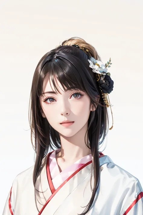 best quality, absurdres, masterpiece,
1girl, brown eyes, Delicate facial features, simple background, looking at viewer, parted lips, 
hanfu,