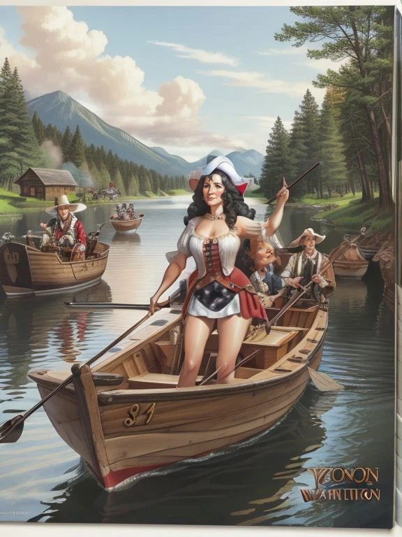 ((สฟว)), 4k, ยูเอชดี, ละเอียดสุดๆ (ศิลปะการ์ตูนโดย Ron Embleton),  
Wicked Wanda เป็นหญิงสาวสวยชื่อ George Washington กำลังข้ามแม่น้ำโปทาแมคกับเพื่อนรักชาติในเรือในช่วงสงครามปฏิวัติ, 
 