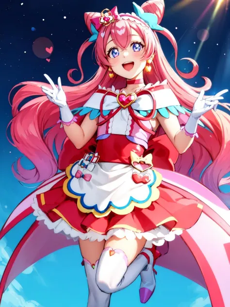 a anime girl with long pink hair and a pink dress