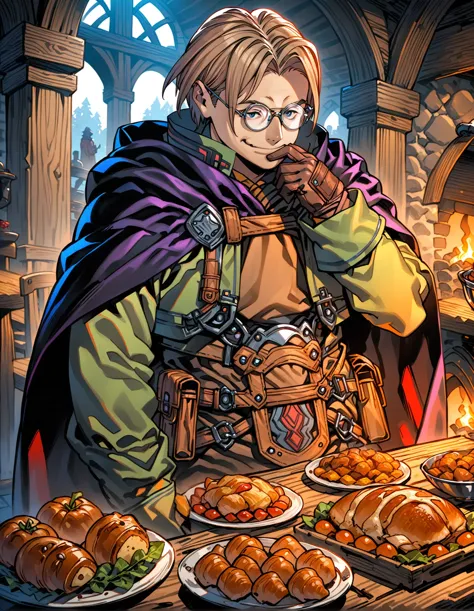 a close up of a person sitting at a table with food