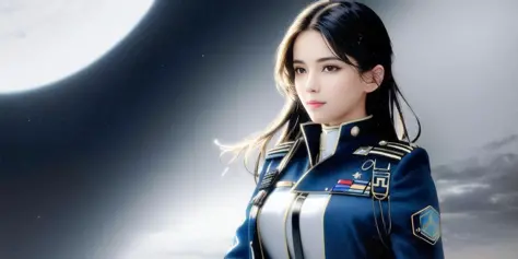 (best quality, masterpiece:1.2), (photorealistic:1.2),(cinematic composition:1.3), ultra high res, cinematic lighting, ambient lighting, sidelighting, Exquisite details and textures, beautiful, 1girl, pilot uniform, super wide angle, 14mm, blue_sky, outdoor, looking at viewer, smile,