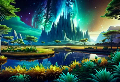 hyper detailed masterpiece, dynamic realistic, awesome quality,DonM3t3rn1tyXL nebula    in wetland biome <lora:DonM3t3rn1tyXL-00...