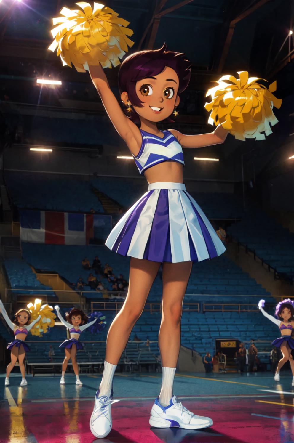 A close up of a cartoon character holding a cheerleader - SeaArt AI