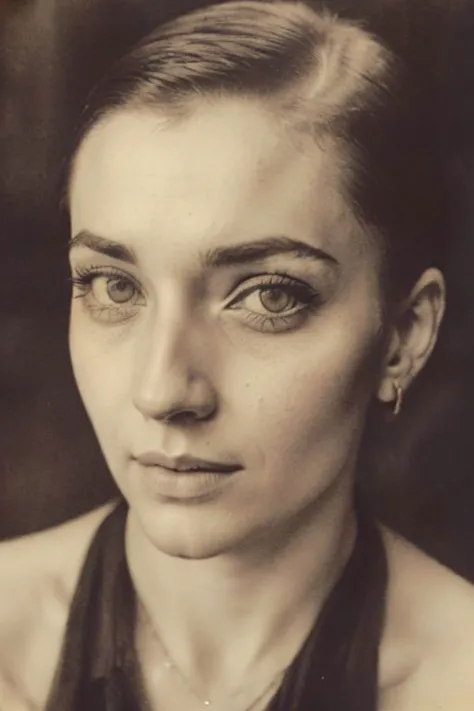 a close up of a woman with a black dress and a necklace