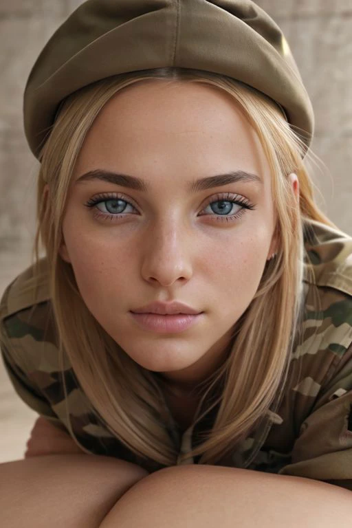 IDF patch, loiro, cabelo loiro, olhos azuis, Closeup da buceta, deus bichano, Israelense flag, (Estrela de Davi), Bandeira de Israel, 1 garota, (soldado no exército), (jaqueta camuflada), Cabelo amarrado, IDF, Israelense, IDF girl, Israel, em um edifício de cimento, 8k hd, cru, melhor qualidade, (Obra de arte), (ultra-detalhado), totalmente afiado, (Hiperrealismo:1.2), olhos extremamente detalhados, (rosto extremamente detalhado), (high pele detalhada:1.2), (fotorrealista, hiperdetalhado:1.2), detalhes insanos, olhar sedutor, rosto fofo, inacreditavelmente lindo, buceta visível, Sozinho, extremely delicado and beautiful, vista frontal, rosto bonito, rosto perfeito,
foco nitído, delicado, pele detalhada,
fora, Hora dourada, 
( De baixo, Olhando para baixo, Saia longa plissada, rebocador de saia) , quadris largos, foco na buceta, Close-up da buceta, epiCRealism, mãos, (Ângulo baixo)
