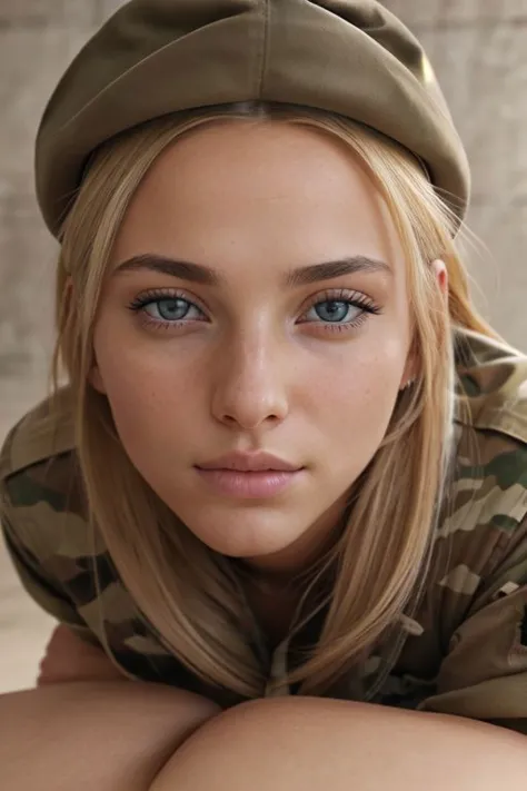 idf patch, blonde, blond hair, blue eyes, pussy closeup, god pussy, Israeli flag, (Star of David), Israel flag, 1girl, (soldier ...