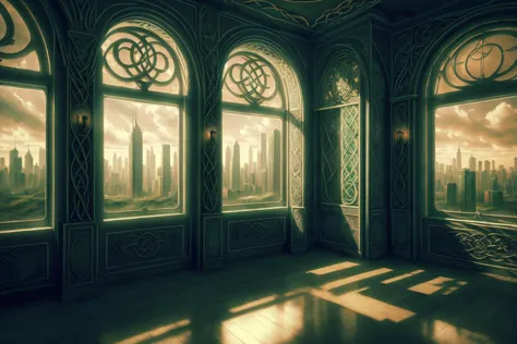 indoor large (art deco) windows,
(CeltPunkAI skyscraper skyline)
(majestic:1.2), (photographic:1.2), (realistic:1.2), (photorealistic:1.2),(masterpiece:1.2), (highly detailed:1.2), (intricate:1.2), (best quality:1.2),(8k:1.2), cinematic light, vivid colors 
