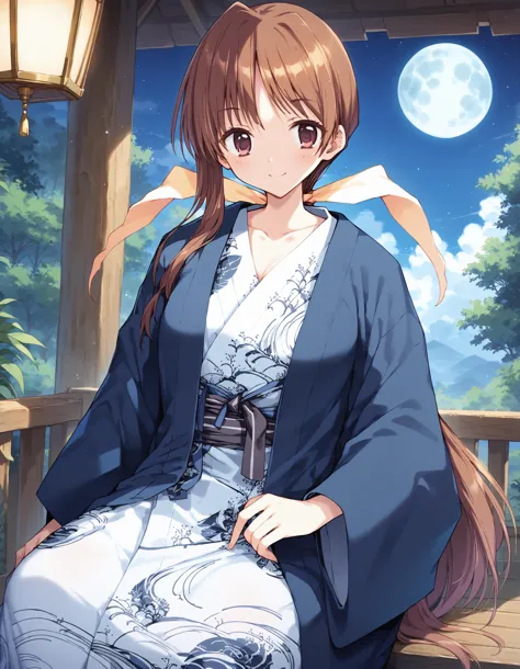 (score_9, score_8_up, score_7_up, score_6_up, score_5_up, score_4_up), best quality, masterpiece
BREAK
misaki_olis, 1girl, solo, brown hair, asymmetrical hair, low ponytail, hair bow, brown eyes, bath yukata, blue jacket, looking at viewer, smile, under tree
BREAK
tree, nature, night, night sky, starry sky, moon, outdoors
<lora:Misaki_BokuNoKanojoWaGatenkei_PonyXL_v1:1>