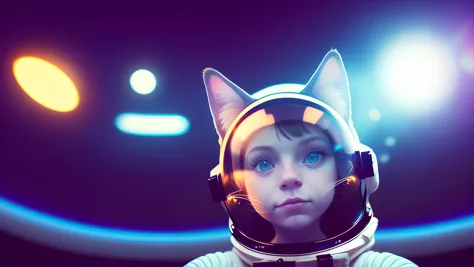 there is a young boy wearing a space suit and a cat ear