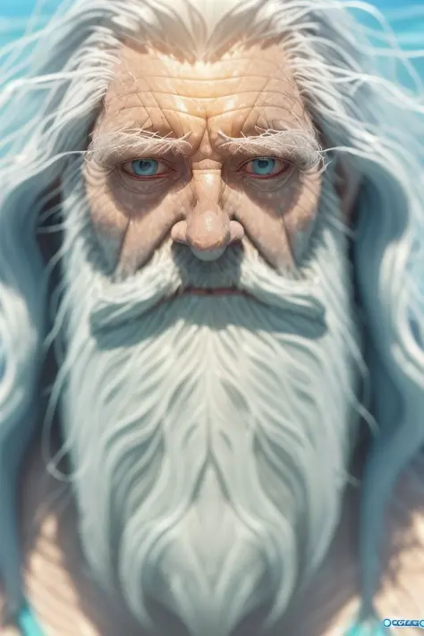 (portrait of elderly  alien in swimwear with bushy  wavy white hair and beard, looking at camera:1.2)
(smiling:0.8)
(nature ocean
:1.4)
((photo photogenic photorealistic:1.6))
dusk twilight
(character concept art full body portrait:1.4)
(botw genshin:0.6) ...