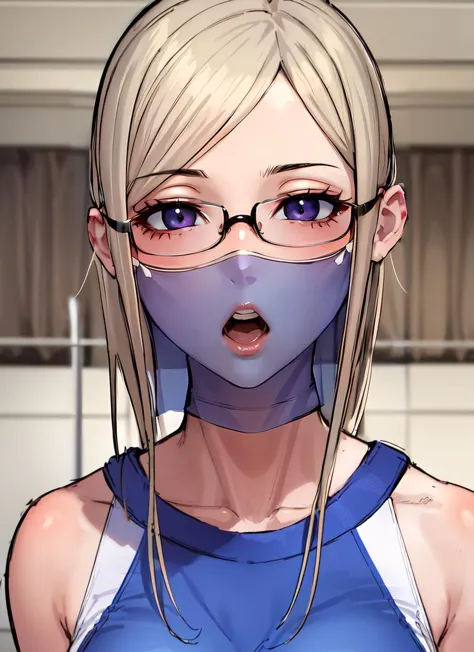 ((best quality)), ((highly detailed)), extremely detailed face, beautiful face, , (1girl), (glasses), cowboy shot, ((<lora:Concept_mouthveil:1>, mouth veil)), schoolgirl, (inside, in a gym), <lora:SueYuu_Style_SD1.5:.8>, SueYuuC