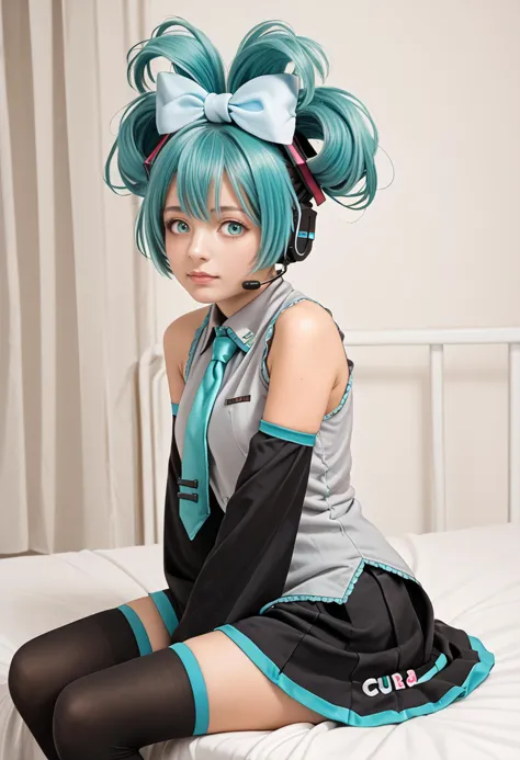 score_9, score_7_up, source_real_life, break  <lora:vocaloid_cinnamiku_ponyxl:1> cinnamiku, aqua hair, aqua eyes, updo, hair orn...