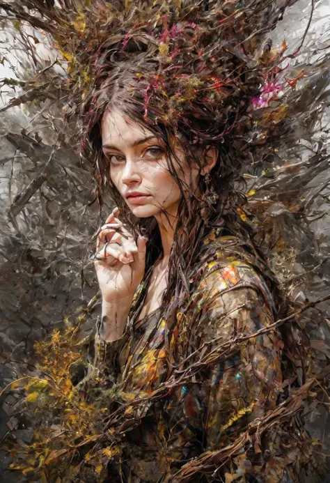 stunningly beautiful female apocalyptic survivor, by Carne Griffiths, shiny skin, glossy skin, apocalyptic landscape, 
intricate...