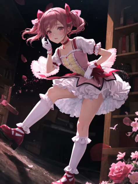 (masterpiece, best quality, ultra detailed,illustration,cg ,  hdr:1.2),
1girl, solo,madoka-v1  , looking at viewer,   dynamic an...