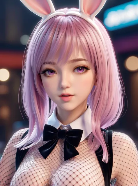 1girl, in the style of kawaii aesthetic, unreal engine 5, enchanting lighting, hyper-realistic oil, cranberrycore, ivory, flickr,beautiful and detailed eyes, <lora:bunnyfishnet_SDXL_reg1_:0.8> bunnyfishnet, best quality, masterpiece, highres, absurdres, incredibly absurdres, huge filesize, wallpaper, colorful,8K,RAW photo