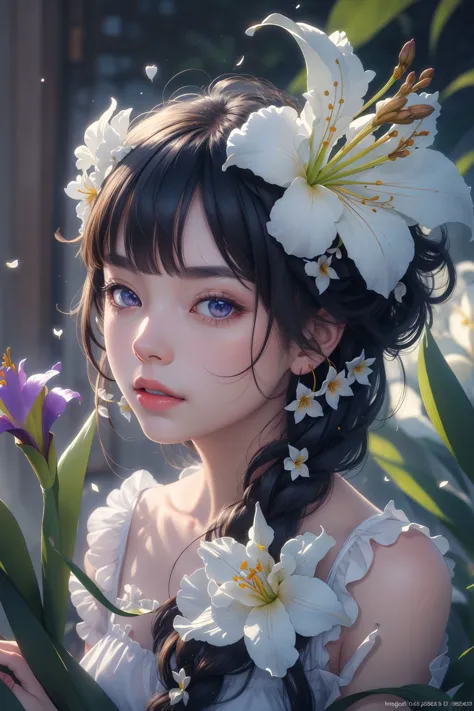 <lora:Sea_of_Flowers:0.6>,flower,1girl,iris,lily,, (masterpiece, best quality, high quality, highres, ultra-detailed),