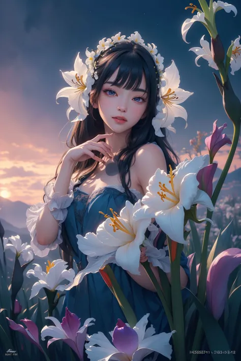 <lora:Sea_of_Flowers:0.6>,flower,1girl,iris,lily,, (masterpiece, best quality, high quality, highres, ultra-detailed),