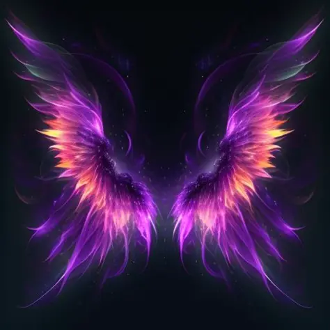 wings,purple,black background