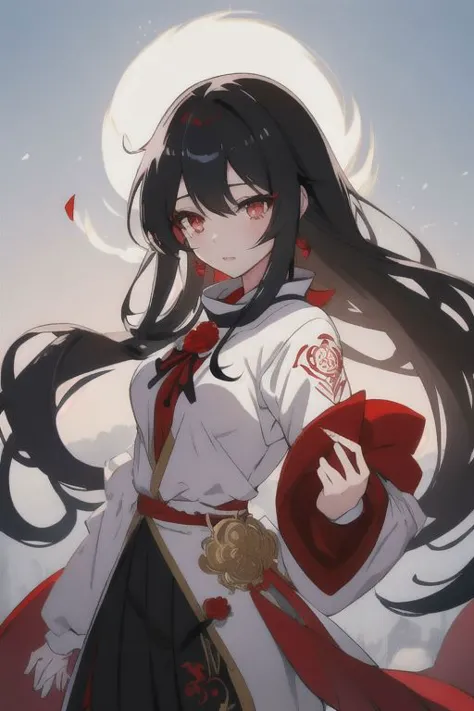 animemanga girlLong black hairwhiteskirtred rose, Tattooed with, Delicate and beautiful eyes, guweiz, guweiz on pixiv artstation, detailed digital anime art, Beautiful anime girls, guweiz on artstation pixiv, Anime style 4k, Guys, a beautiful anime portrait, detailed portrait of an anime girl, detailed anime art, beautiful anime woman