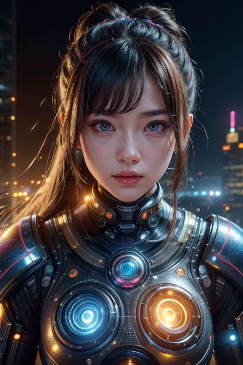 (high quality), (masterpiece), (detailed), 8K, Hyper-realistic portrayal of a futuristic (1girl1.2), Japanese character illumina...