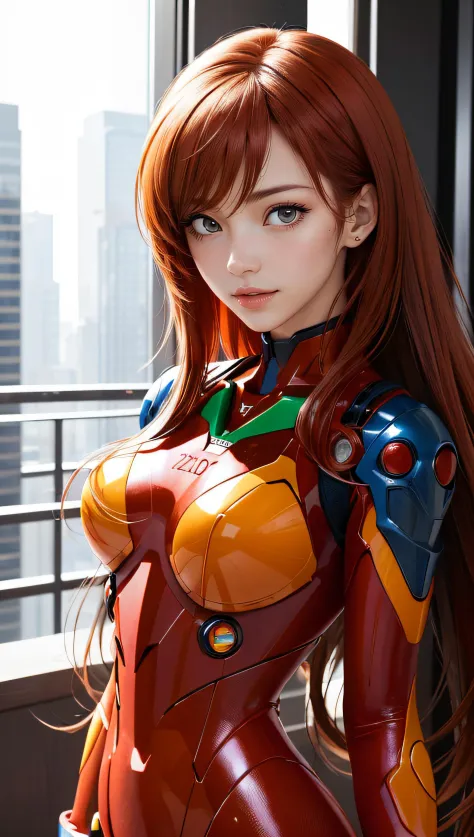 (best quality, masterpiece, colorful, dynamic angle, highest detailed)(Asuka Langley), upper body photo, fashion photography of ...