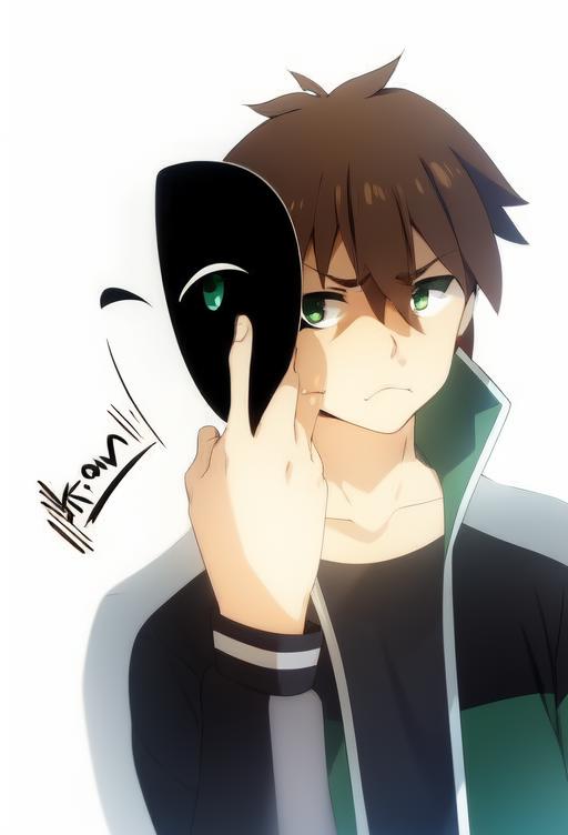 Kazuma, green eye, brown hair, kazuma, tracksuit - SeaArt AI