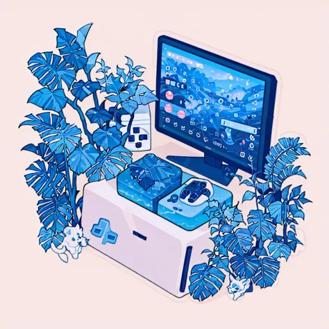 (fundo branco), (videogame console), bonitinho, kawaii,
(obra de arte:1.2), (melhor qualidade, mais alta qualidade), 
 