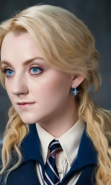 a beautiful picture of luna, wearing  a school uniform, masterpiece, photorealistic, detailed, 4k, HDR, backlighting, bloom, light, RAW color photo, (fully in frame:1.1), soft skin, blonde, detailed face, bright blue eyes, young woman