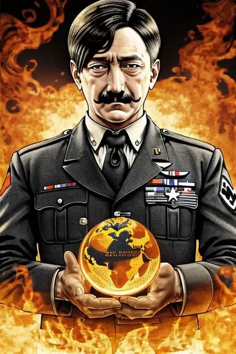 a painting of a man in uniform holding a globe in his hands