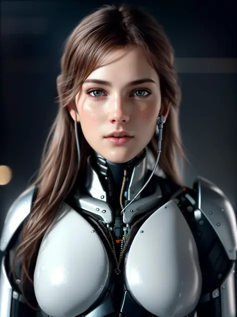 komplexes, ultradetailliertes 3D-Rendering eines wunderschönen Porzellanprofils einer Frau mit Android-Gesicht, cyborg, Roboterteile, 150 mm, schönes Studio weiches Licht, Felgenlicht, lebendige Details, luxurious cyberpunk, Spitze, hyperrealistisch, anatomisch, Gesichtsmuskeln, kabel elektrische drähte, Mikrochip, elegant, schöner Hintergrund, octane render, H. R. Giger style, 8k, beste Qualität, Meisterwerk, Illustration, eine äußerst zarte und schöne, Extrem detailliert ,CG ,Einheit ,Hintergrund, (realistisch, photo-realistisch:1.37),Toll, fein detailliert, Meisterwerk,beste Qualität,offizielle Kunst, Extrem detailliert CG Einheit 8k Hintergrund, absurdesten, incredibly absurdesten, robot, Silberperlen, Ganzkörper, Sitzung