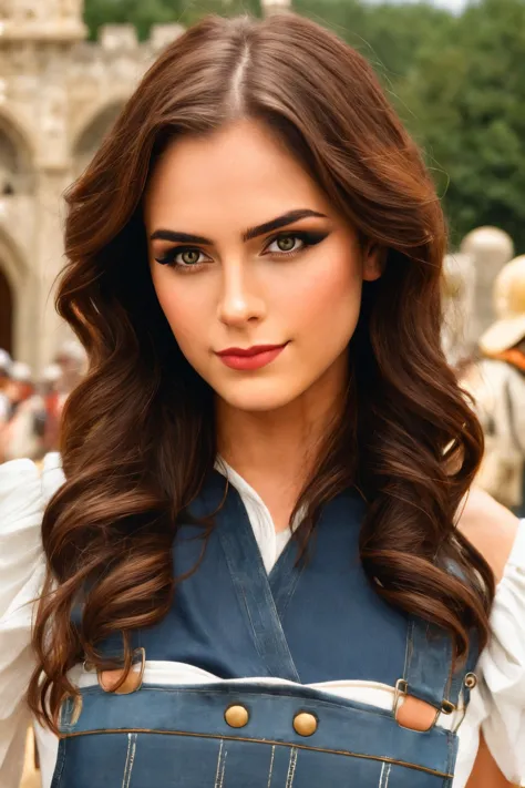 Anjelika Fotson standing close up, young, makeup, happy,
beautiful face, masterpiece, highres, realistic,
Overalls,
Majestic castle and medieval reenactment,
 <lora:anjelika_fotson:0.75>