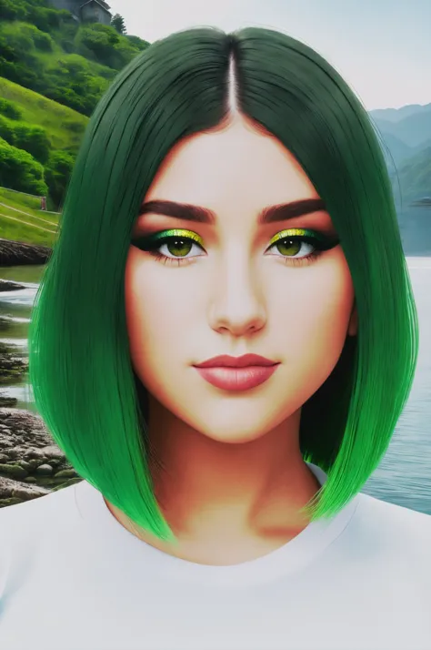 dianna livy standing close up, middle shot, upper body, young, makeup, happy,
beautiful face, masterpiece, highres, realistic,
taut shirt, green hair,
Old fishing village and dawn
<lora:dianna_livy:0.95>