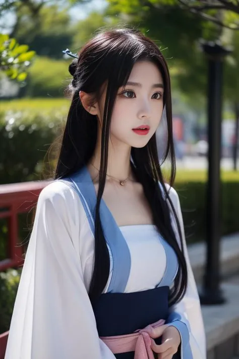 ltra-detailed,highly detailed,best quality,masterpiece,illustration,realistic,photorealistic,
liumengli, 1girl, solo,
open clothes, hanfu,upper body, 
 <lora:liumengli_v2_03:0.7>