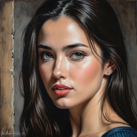 by Kelly Mckernan and Fabian Perez, adorable 18 year old woman, pastel drawing <lora:pastel_drawing:1.00>