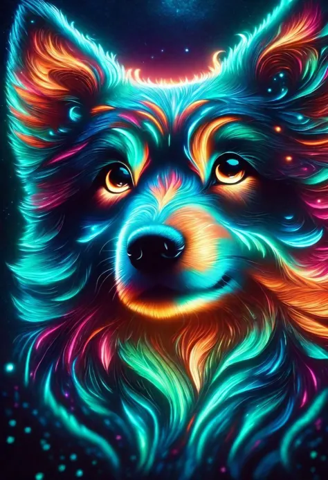 AuroraStyle, cute dog, highly detailed clean, beautiful detailed intricate, 8K, sharp focus, dim dusk, atmospheric lighting, beh...