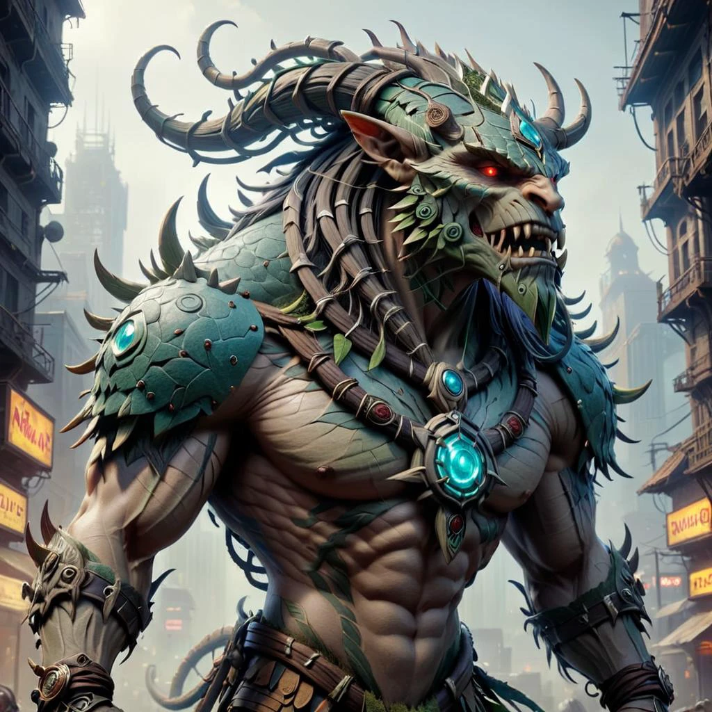 druidic cyberpunk terrorcore beast,